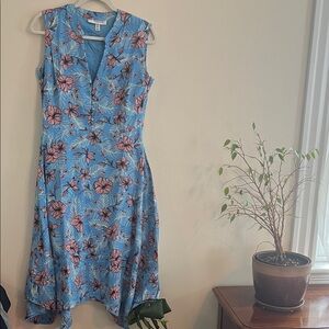 Coolibar UPF 50 Blue Floral Dress Pink Vacation Monroe Resort Sun Protection M